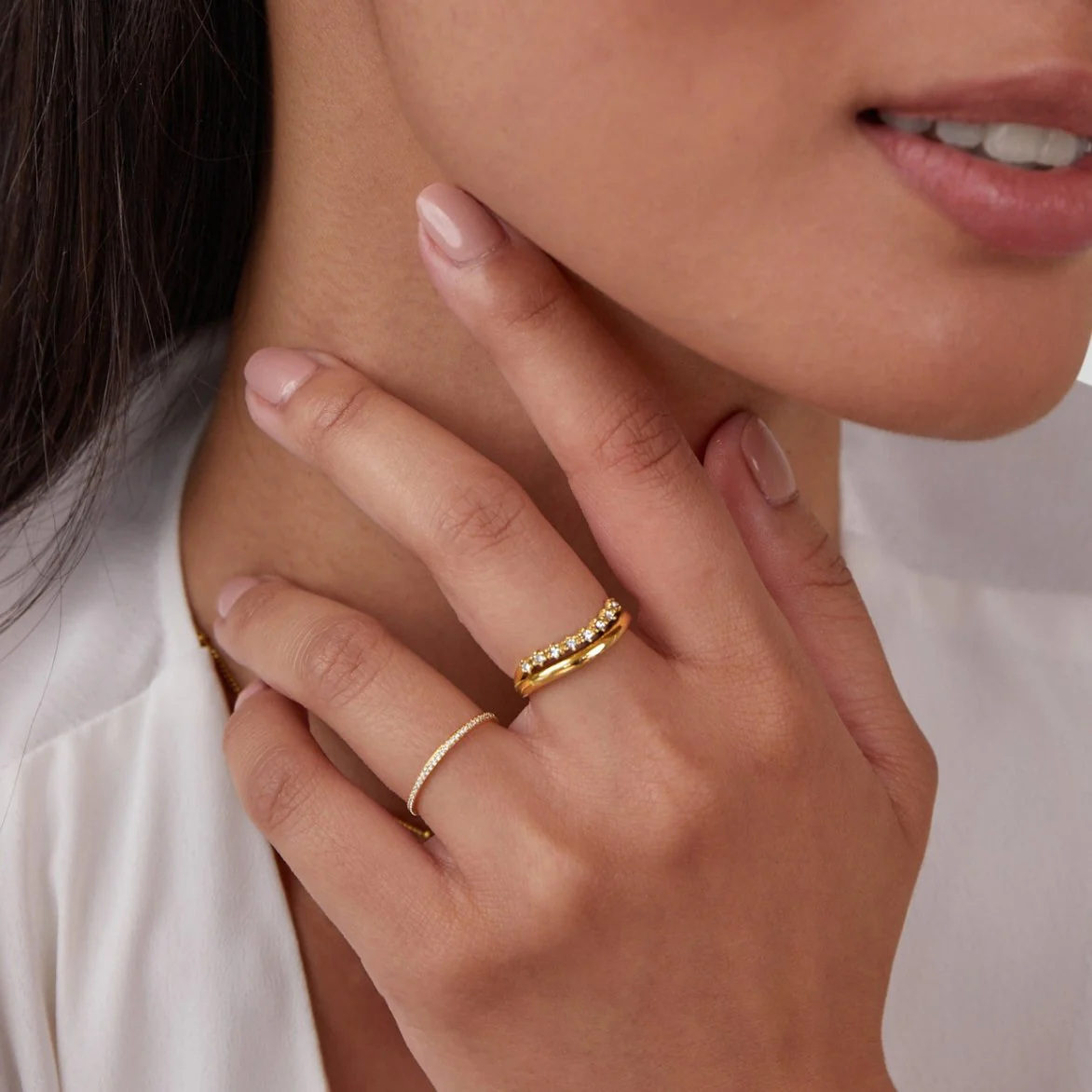 Marissa White Crystal Layered Ring - Image 4