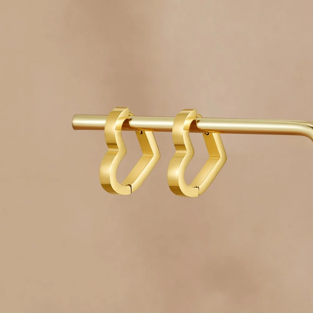 Mary Heart Gold Hoop Earrings - Image 3