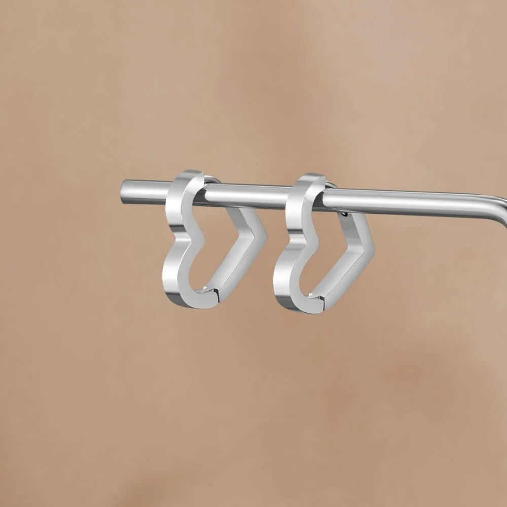 Mary Heart Silver Hoop Earrings - Image 3