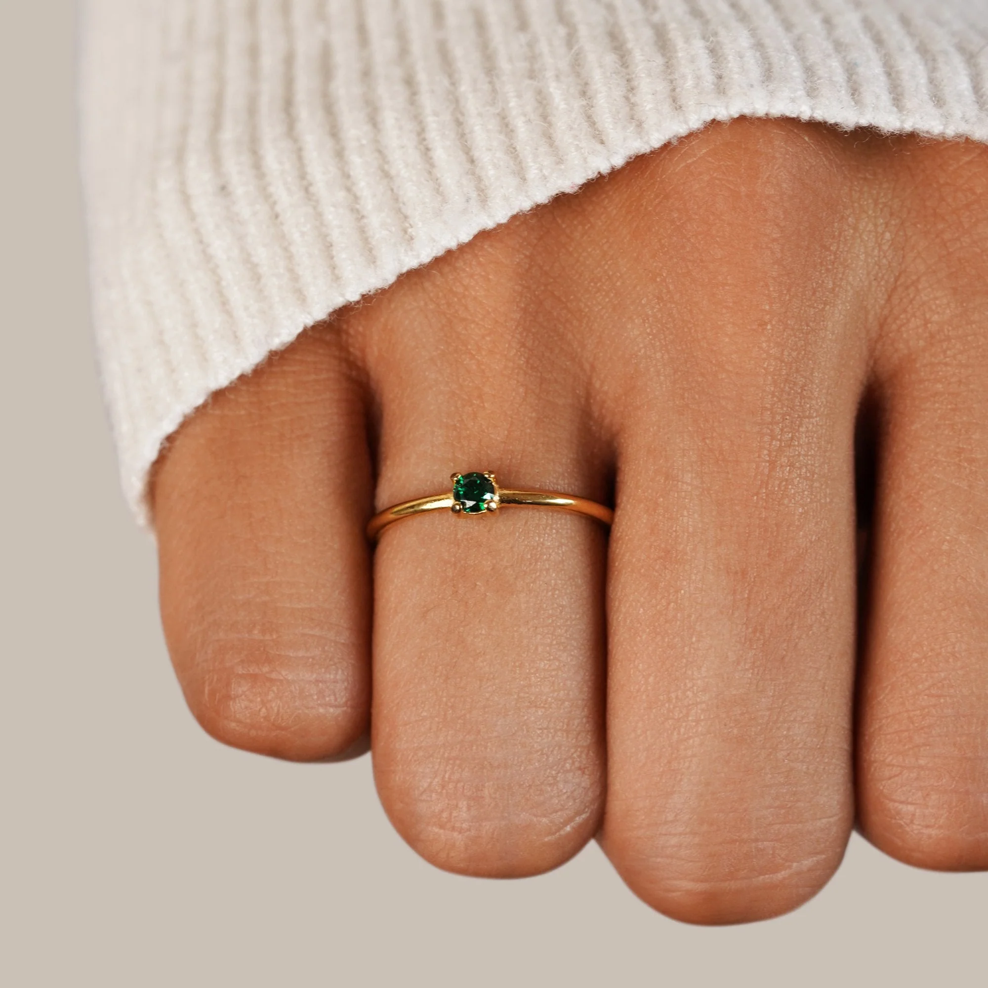 May Birthstone 18K Gold Ring - Image 2