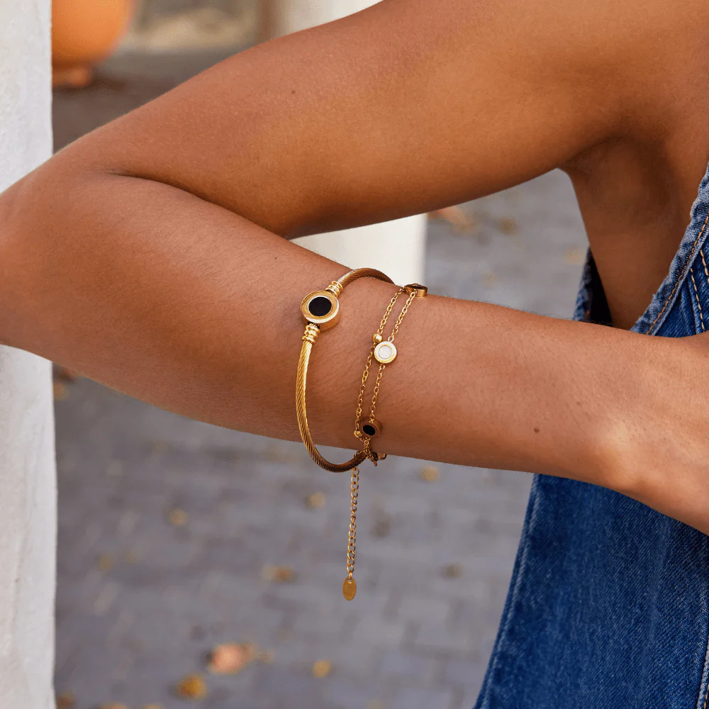 Melinda Gold Rotatable Bangle - Image 2