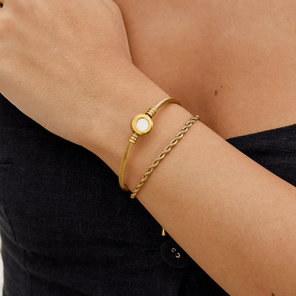 Melinda Gold Rotatable Bangle - Image 3
