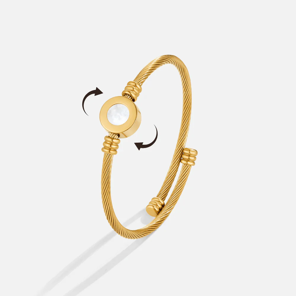 Melinda Gold Rotatable Bangle - Image 4