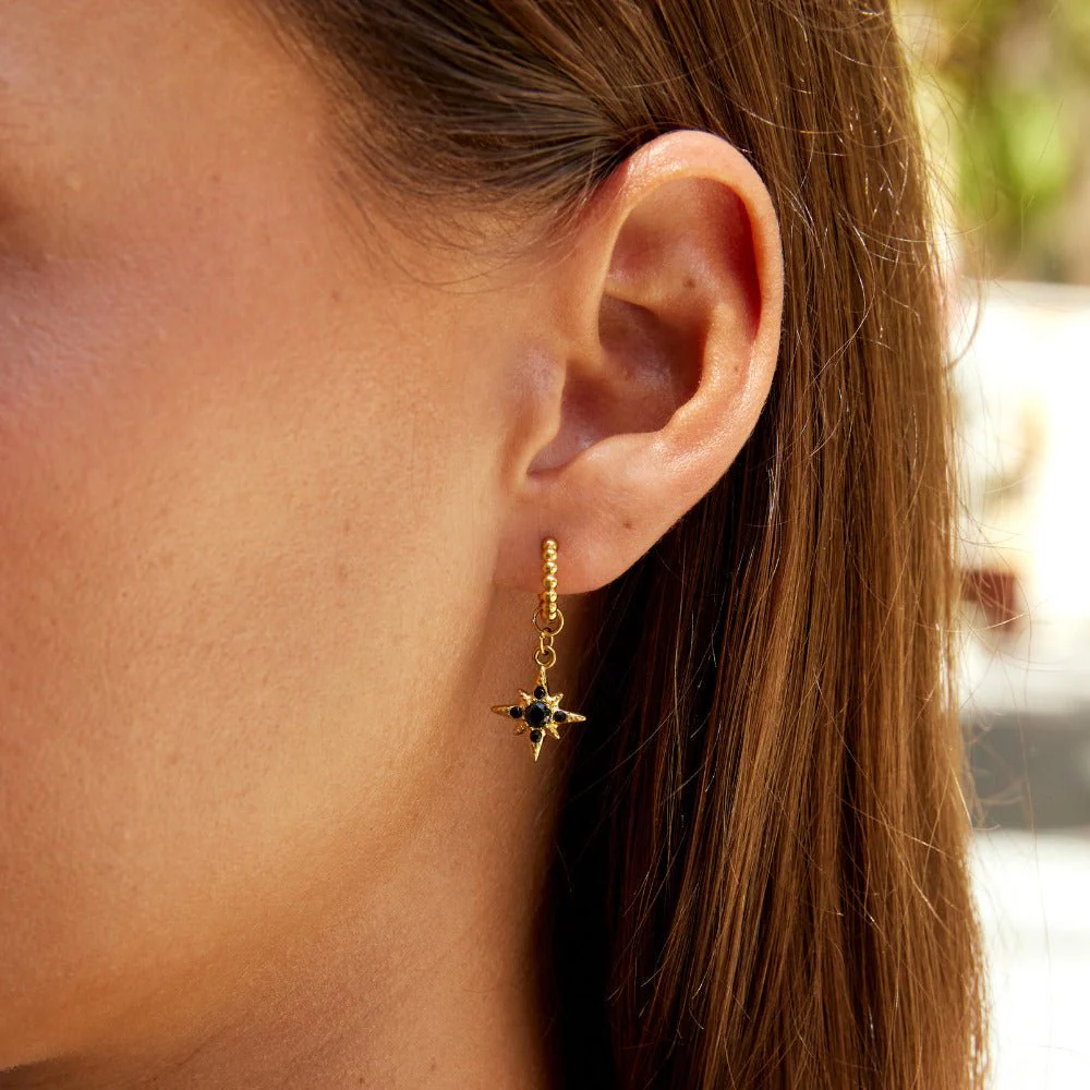 Midnight Luxe Drop Hoop Earrings - Image 2