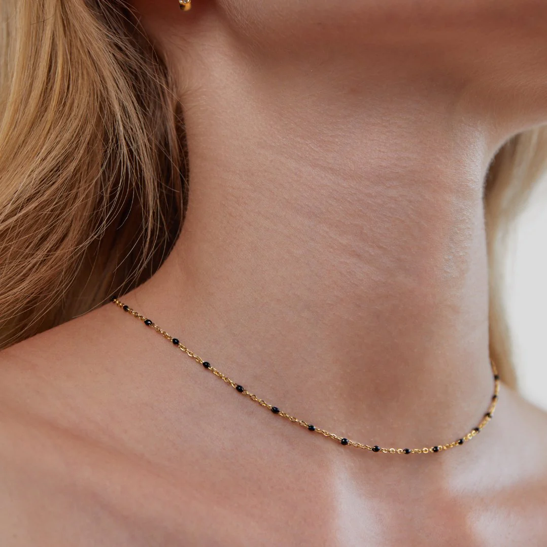 Mila Black Bead Necklace - Image 2
