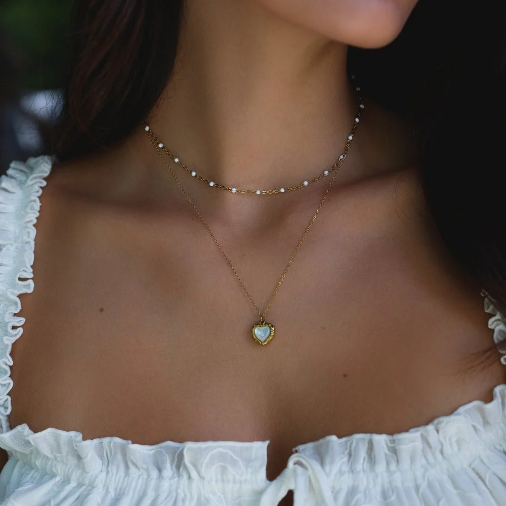 Mila White Bead Necklace - Image 2