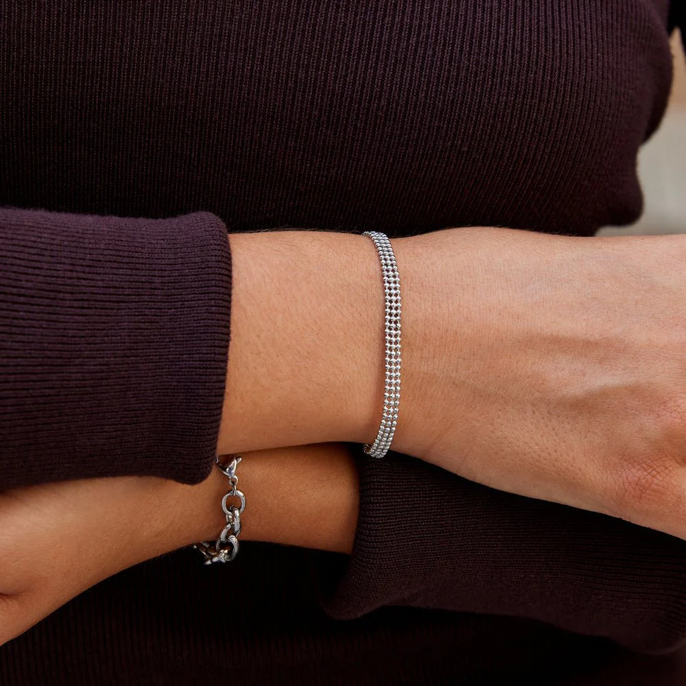 Milan Silver Beaded Chain Bracelet - Image 2