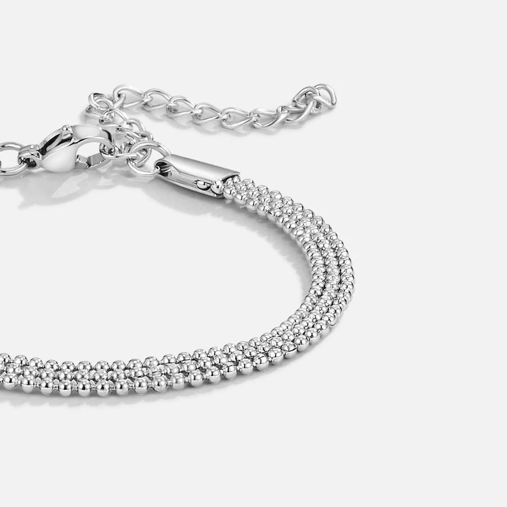 Milan Silver Beaded Chain Bracelet - Image 3