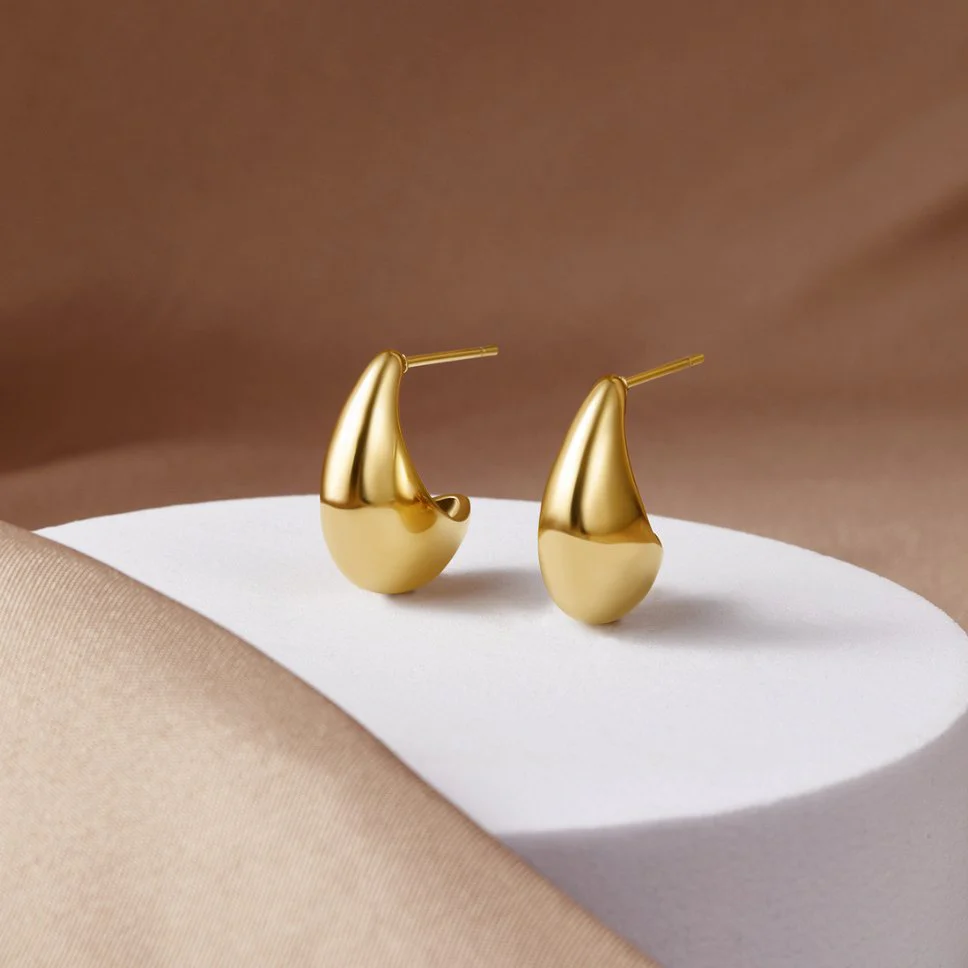 Mini Curved Gold Hoops - Image 3