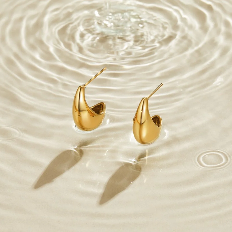 Mini Curved Gold Hoops - Image 4