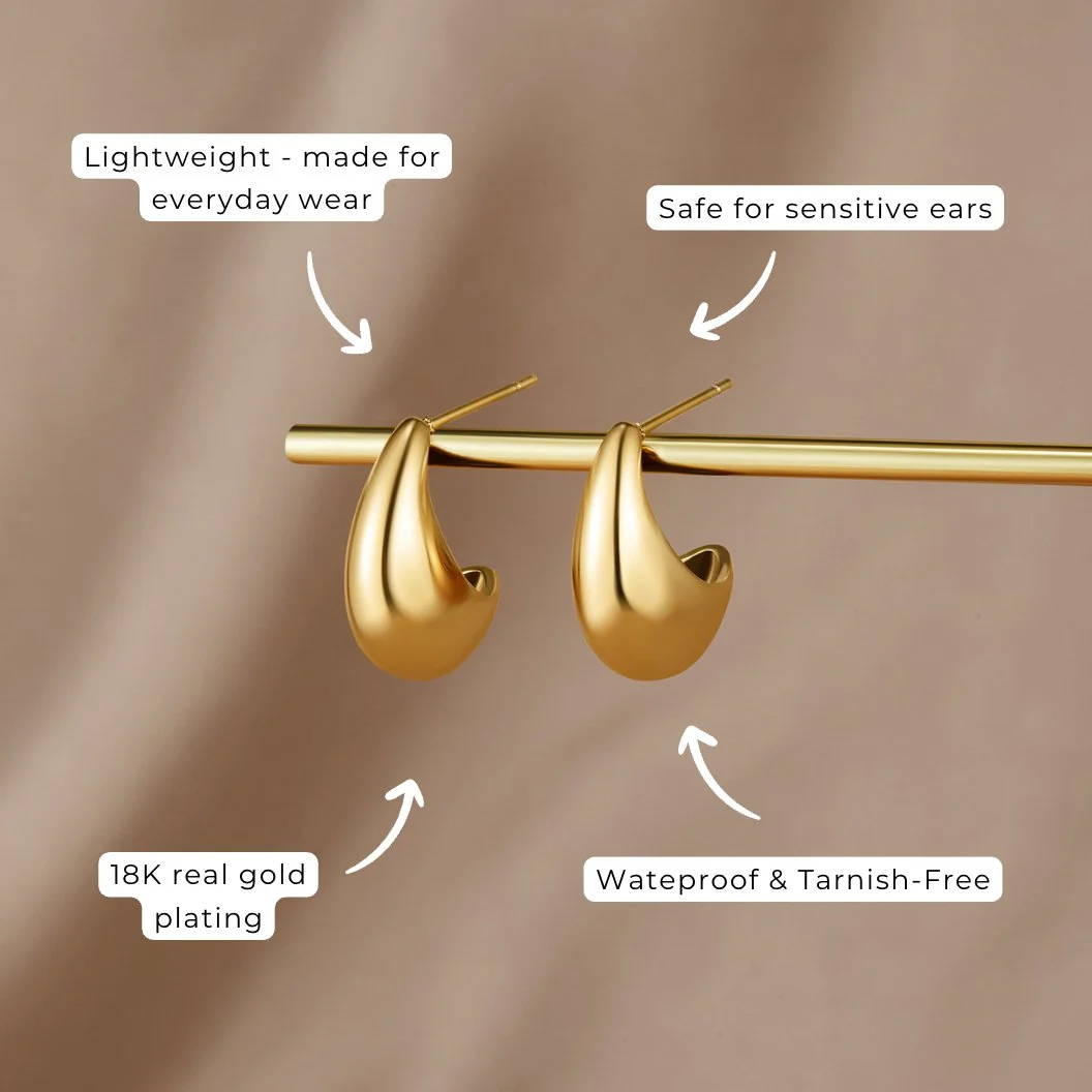 Mini Curved Gold Hoops - Image 6