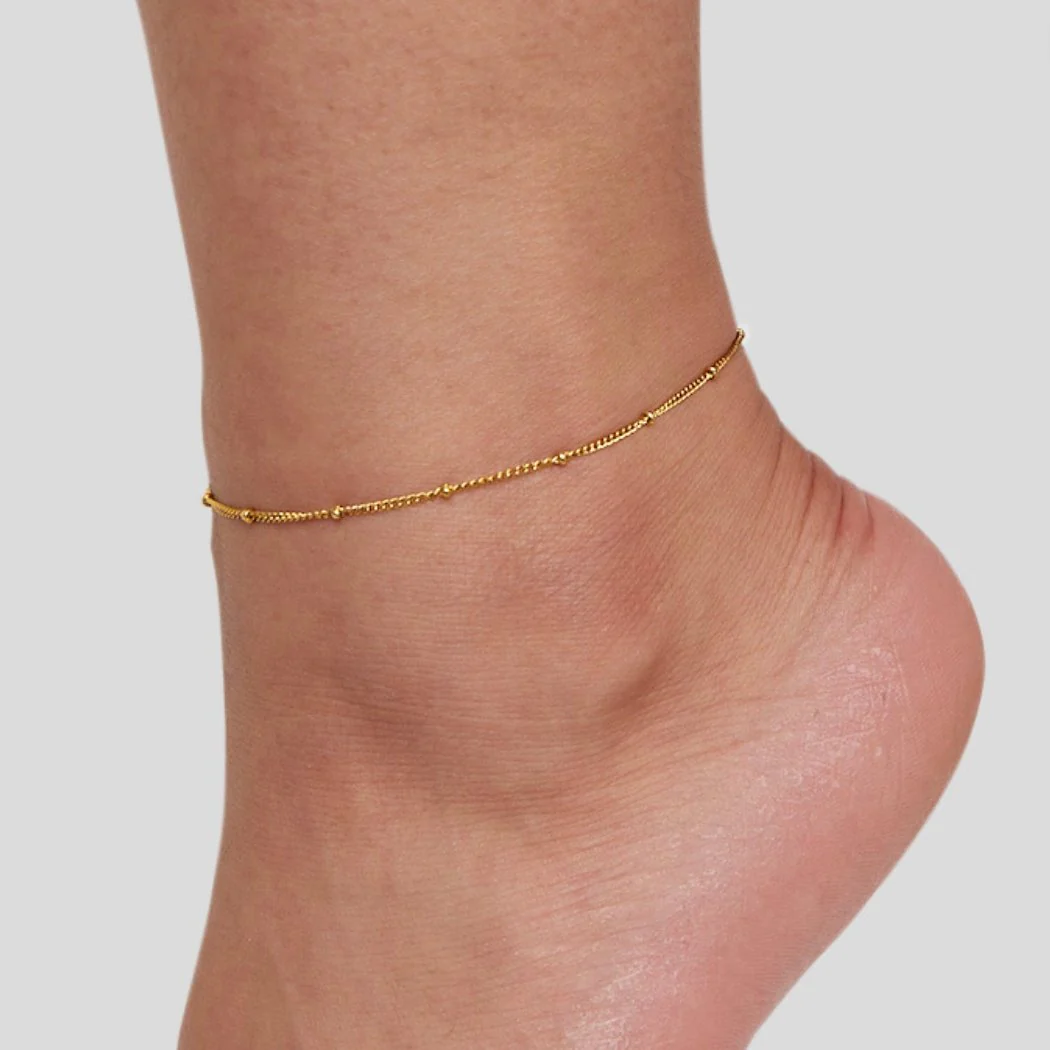 Mira Beaded Gold Anklet - Image 2