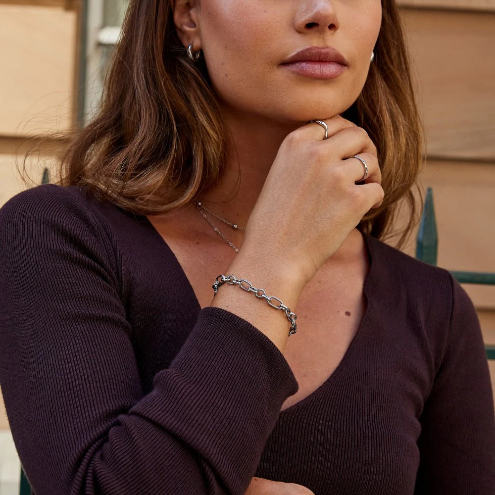 Miriam Chunky Silver Bracelet - Image 4