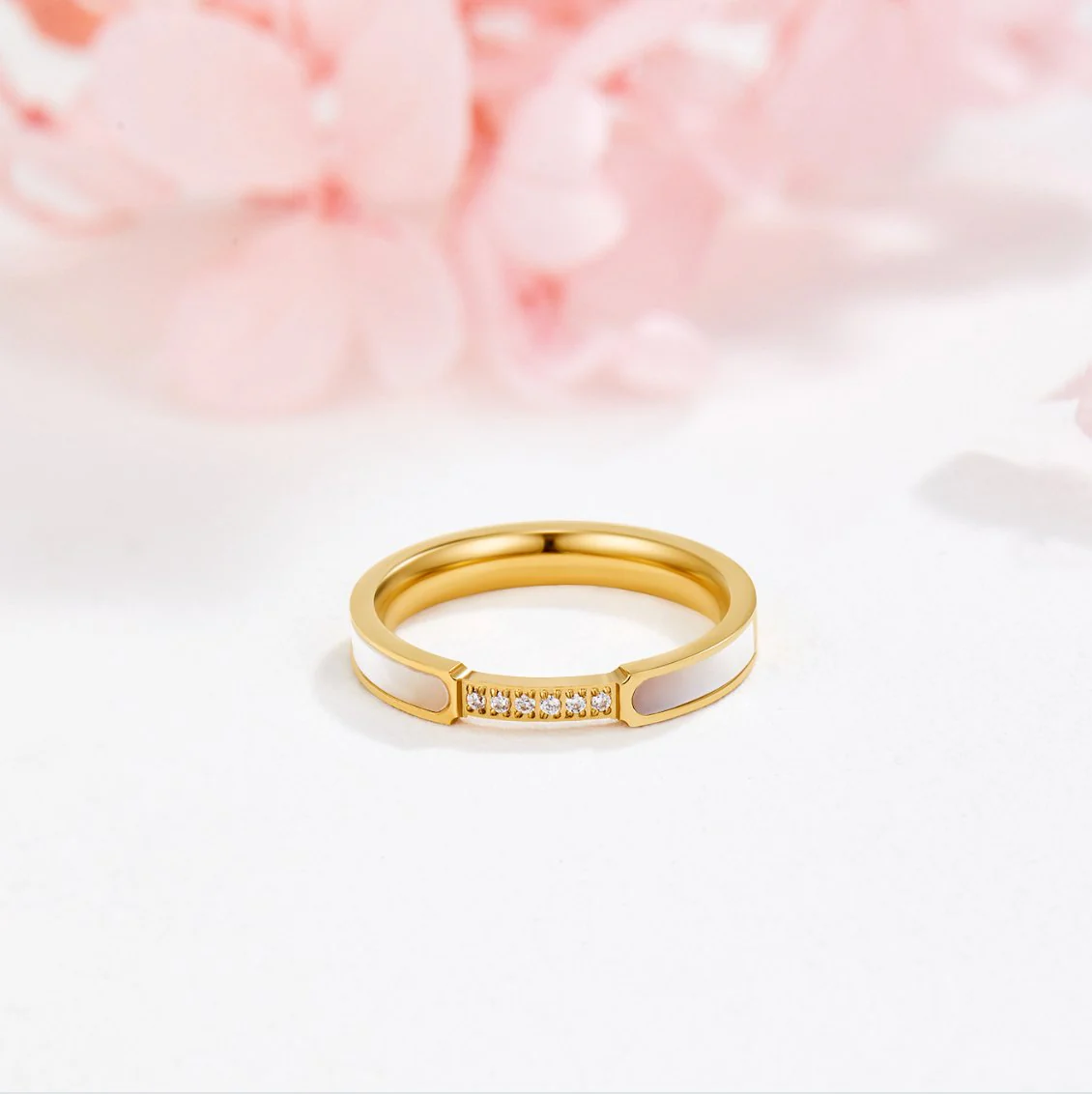 Mother Of Pearl & Crystal Ring - Image 5