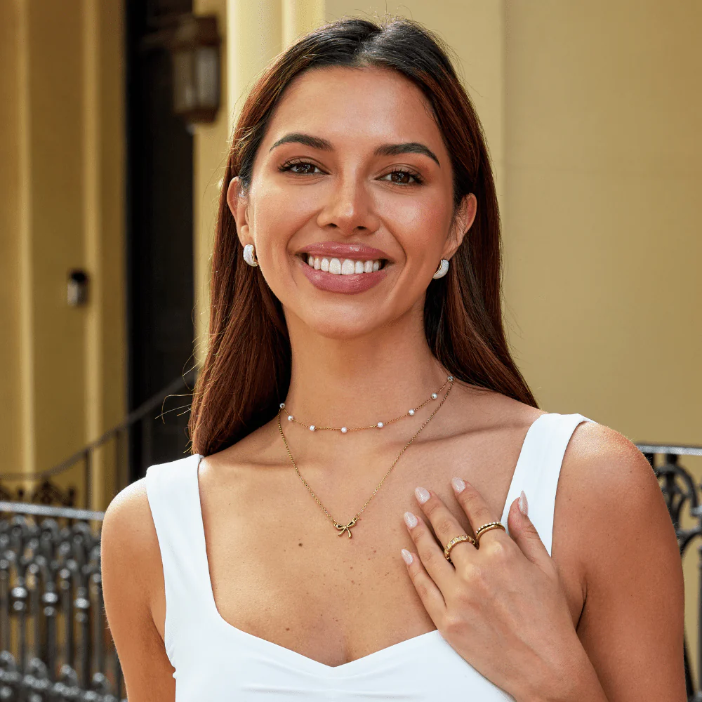 Mother Of Pearl Semi Hoop Earrings - Image 3