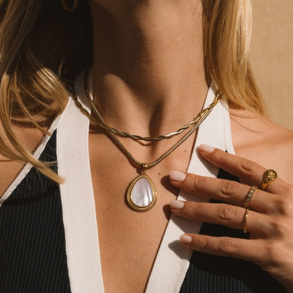 Mother of Pearl Teardrop Necklace - Image 2