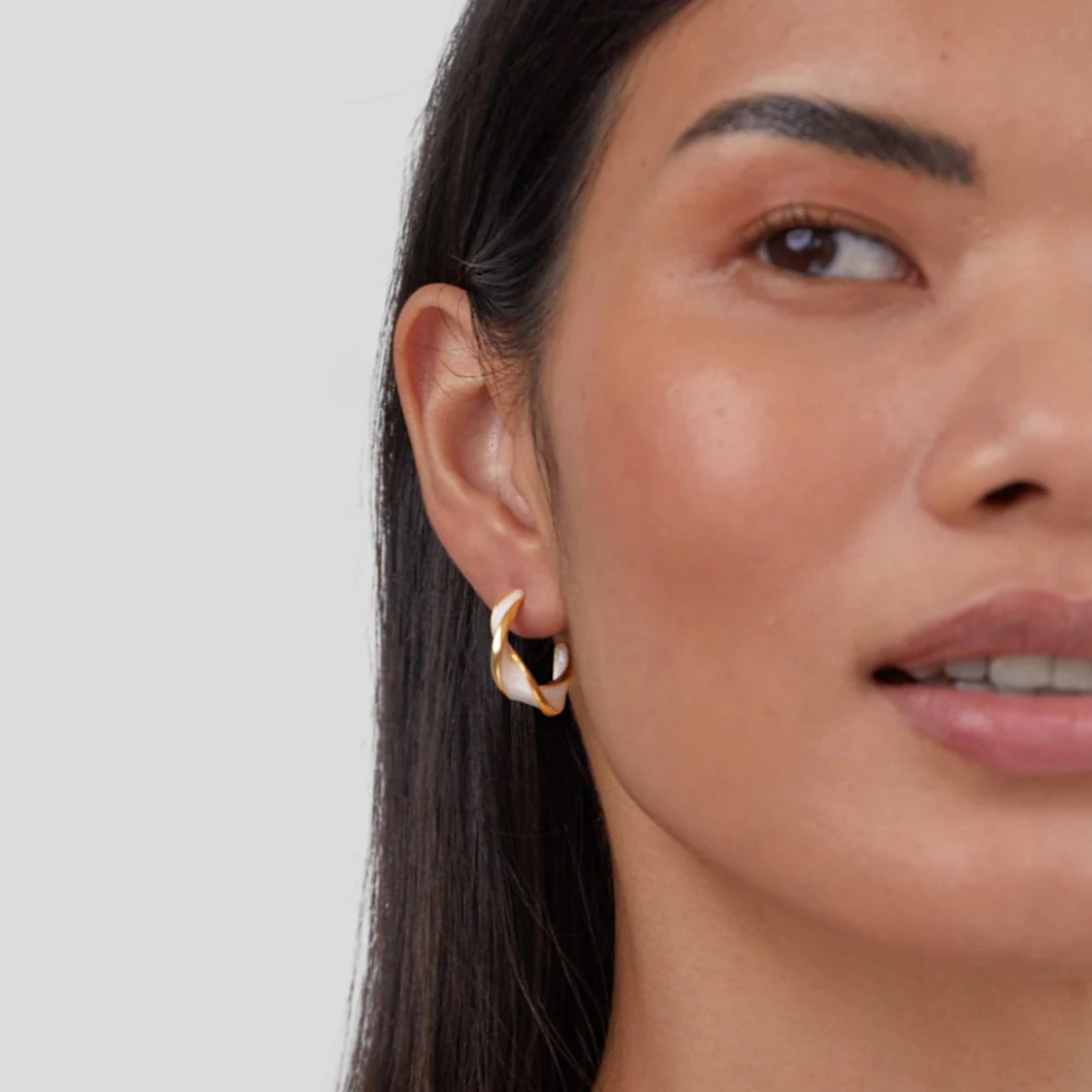 Mother of Pearl Twist Hoop Earrings - Image 7