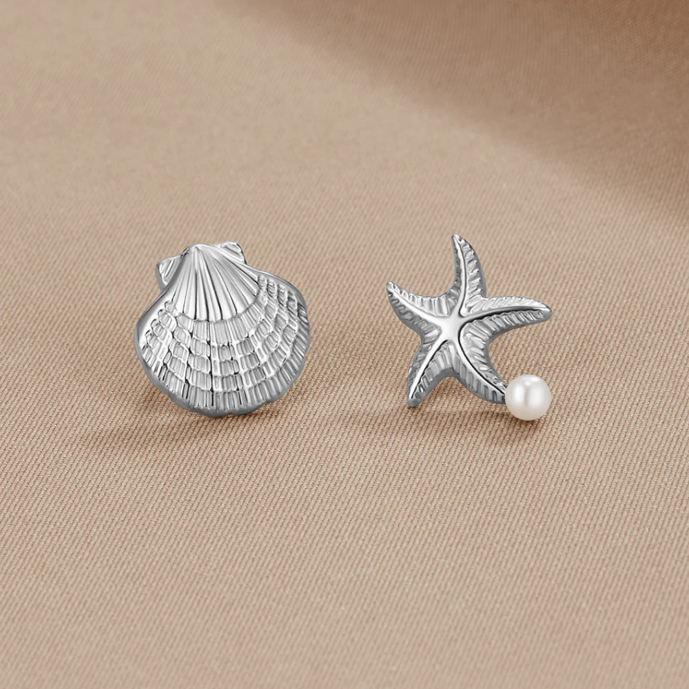 Naia Shell & Starfish Silver Earrings - Image 3