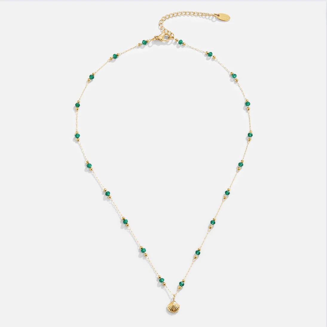 Nerissa Gold Shell & Green Bead Necklace - Image 7