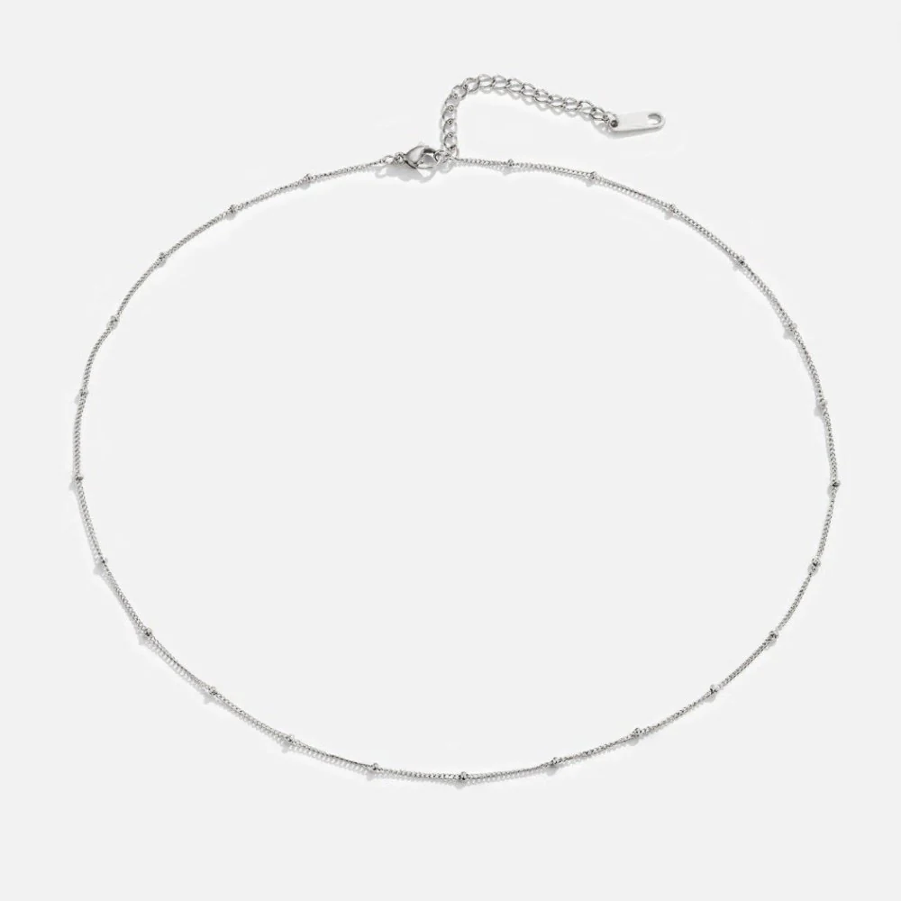 Niyah Bead Silver Chain Necklace - Image 3