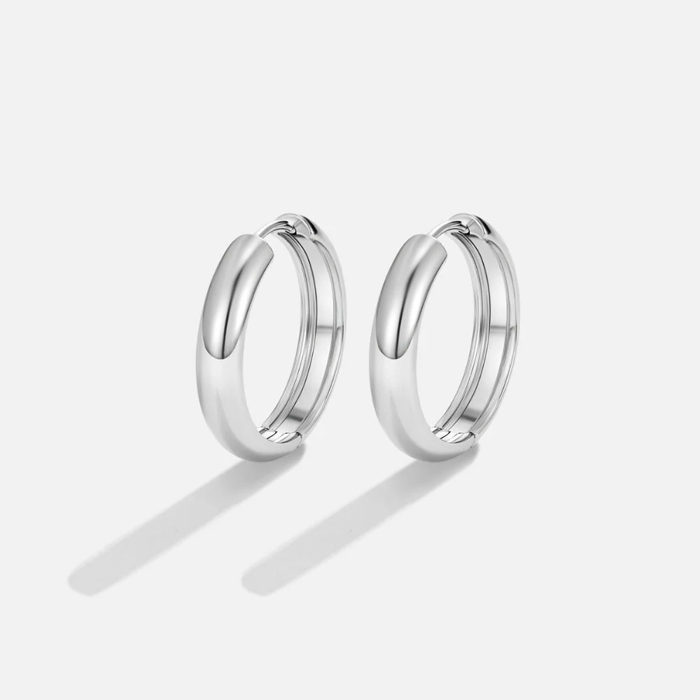 Nona Classic Silver Hoop Earrings - Image 3