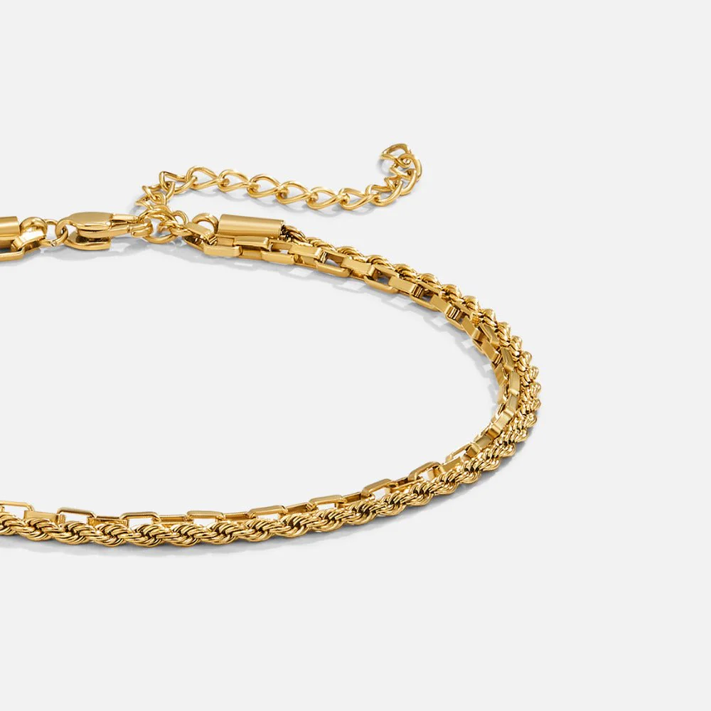 Nora Layered Box Chain Anklet - Image 3