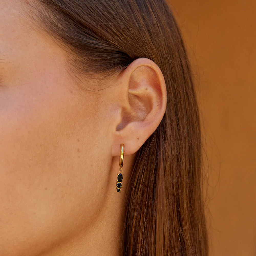 Obsidian Drop Hoop Earrings - Image 2