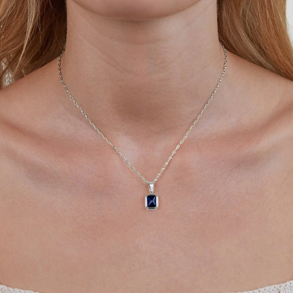 Ocean Blue Pendant Silver Necklace - Image 2