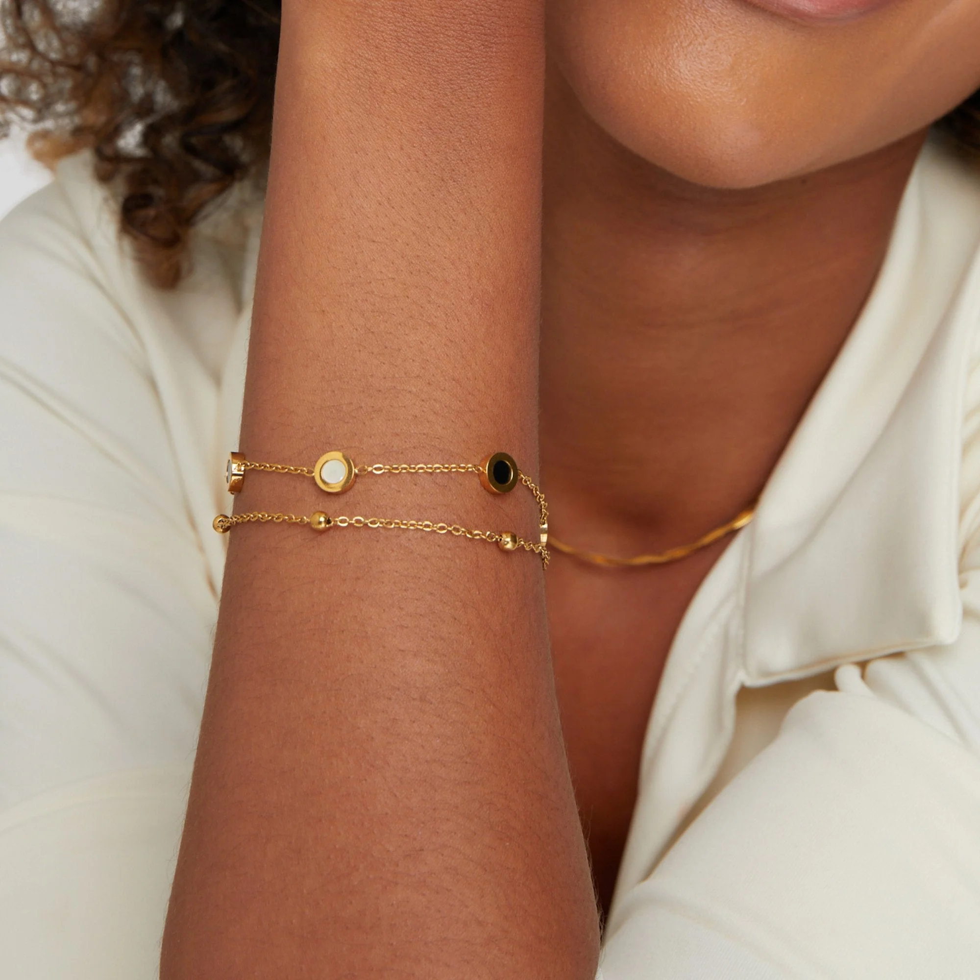 Onyx & White Stone Bracelet - Image 3