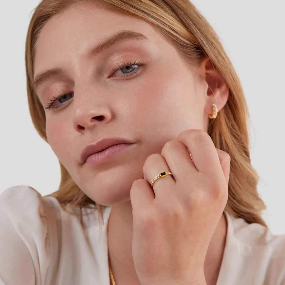 Onyx Black Crystal Ring - Image 6