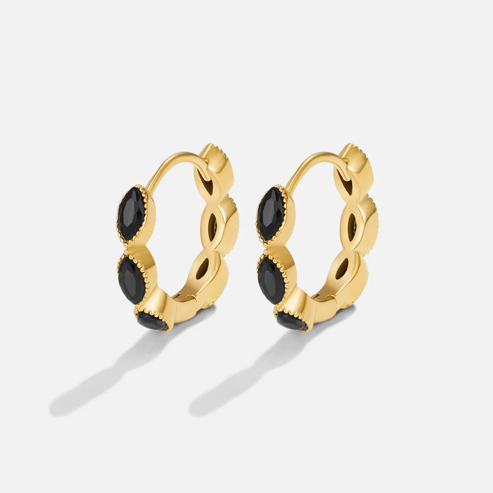 Onyx Tiny Hoop Earrings - Image 3