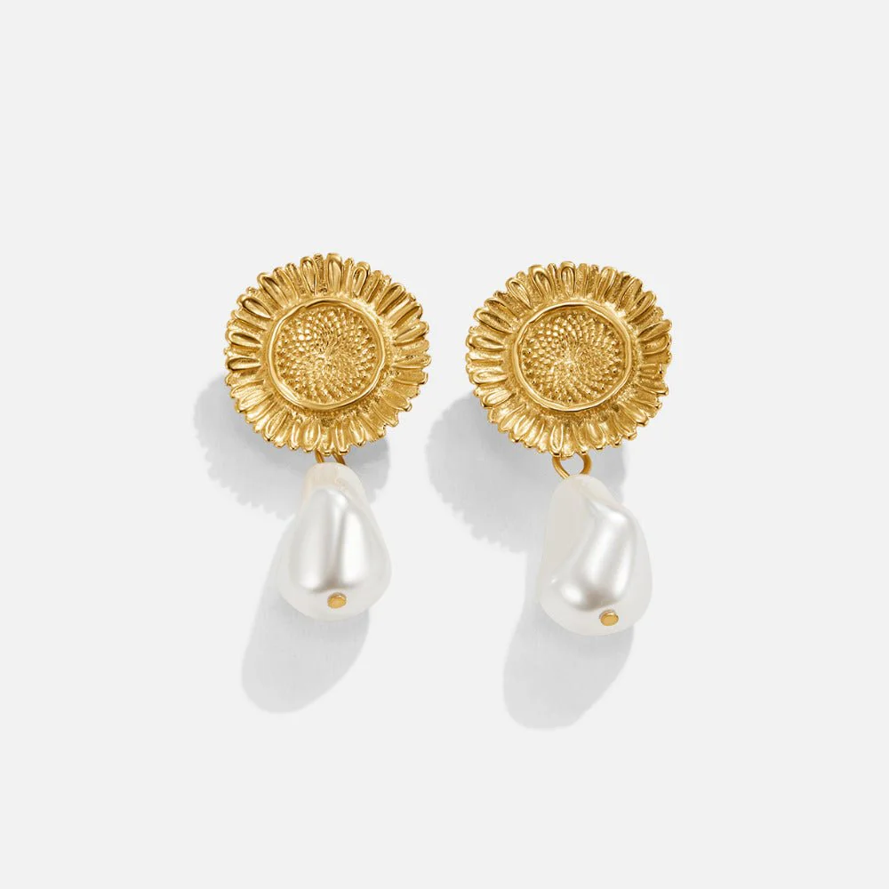 Pearl Blossom Drop Earrings - Image 3