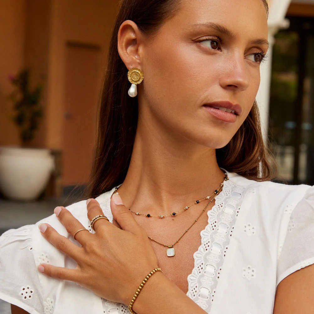 Pearl Blossom Drop Earrings - Image 4