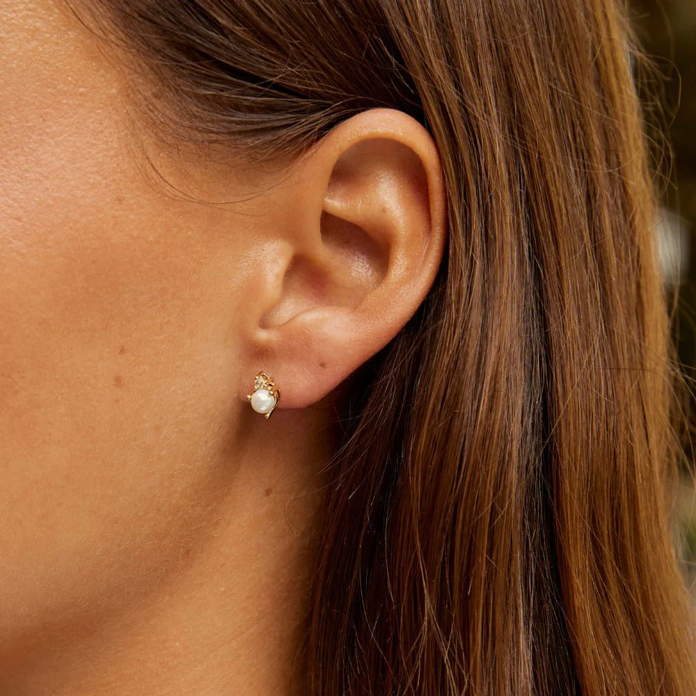 Pearl & Crystal Stud Earrings - Image 2