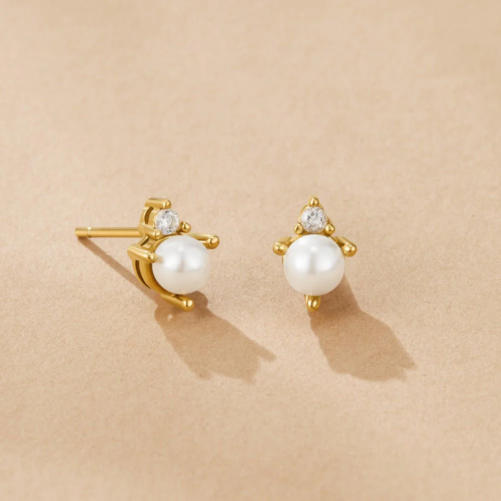 Pearl & Crystal Stud Earrings - Image 3