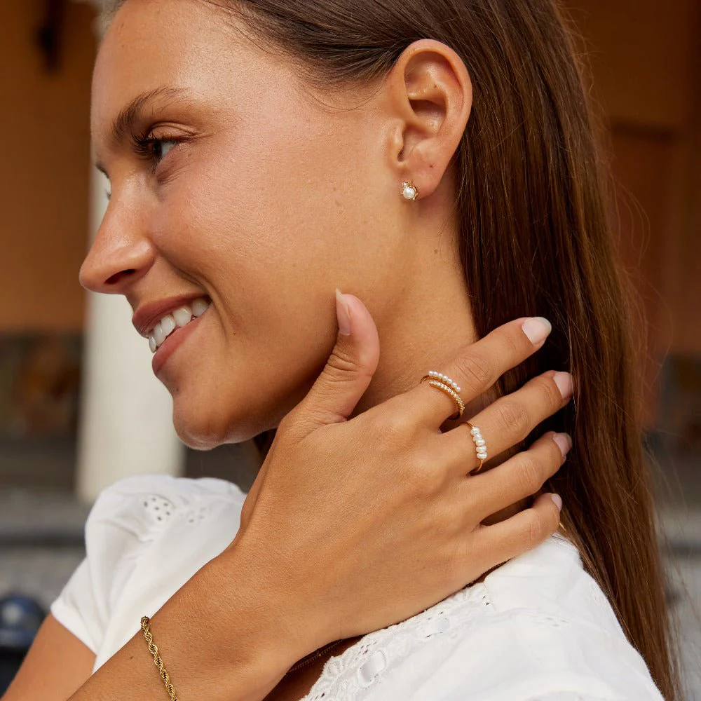 Pearl & Crystal Stud Earrings - Image 4