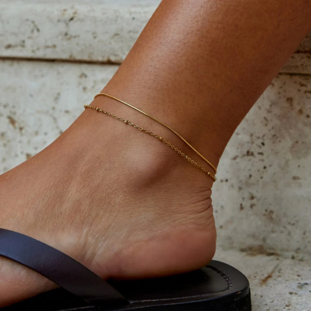 Pia Gold Layered Anklet - Image 3