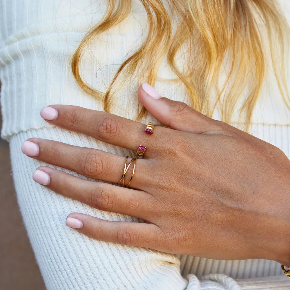 Pink Crystal Cuff Ring - Image 2