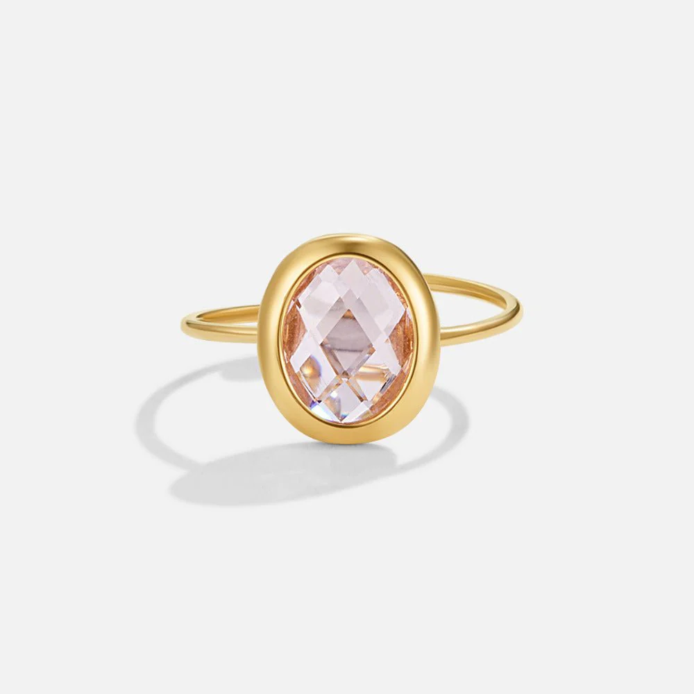Pink Rose Crystal Gold Ring