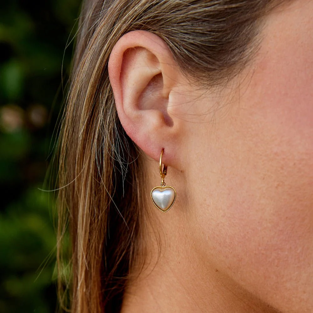 'Pure Heart' Pearl Hoop Earrings - Image 2