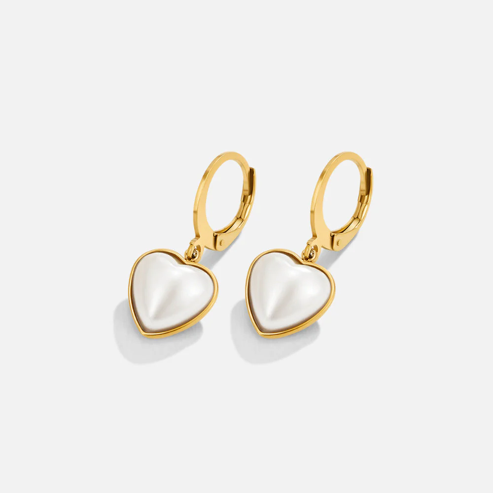 'Pure Heart' Pearl Hoop Earrings - Image 3