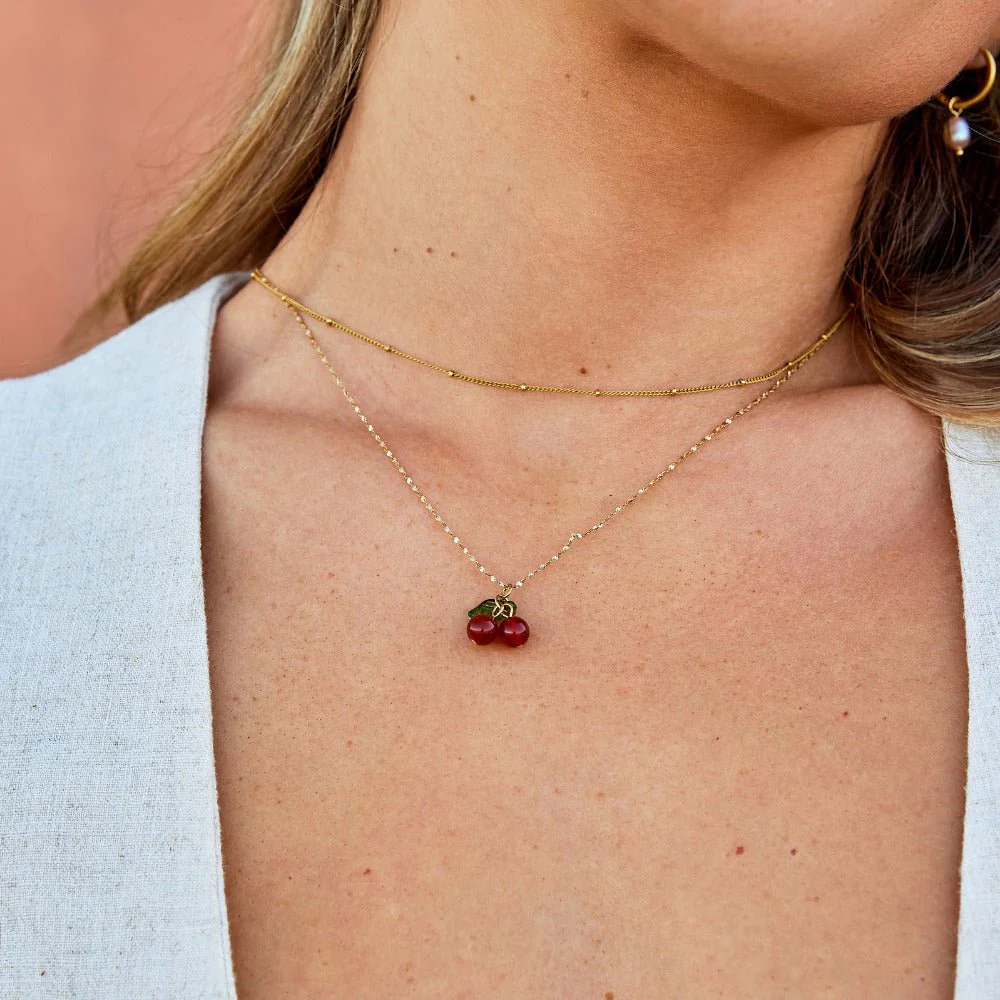 Red Cherry Pendant Necklace - Image 2