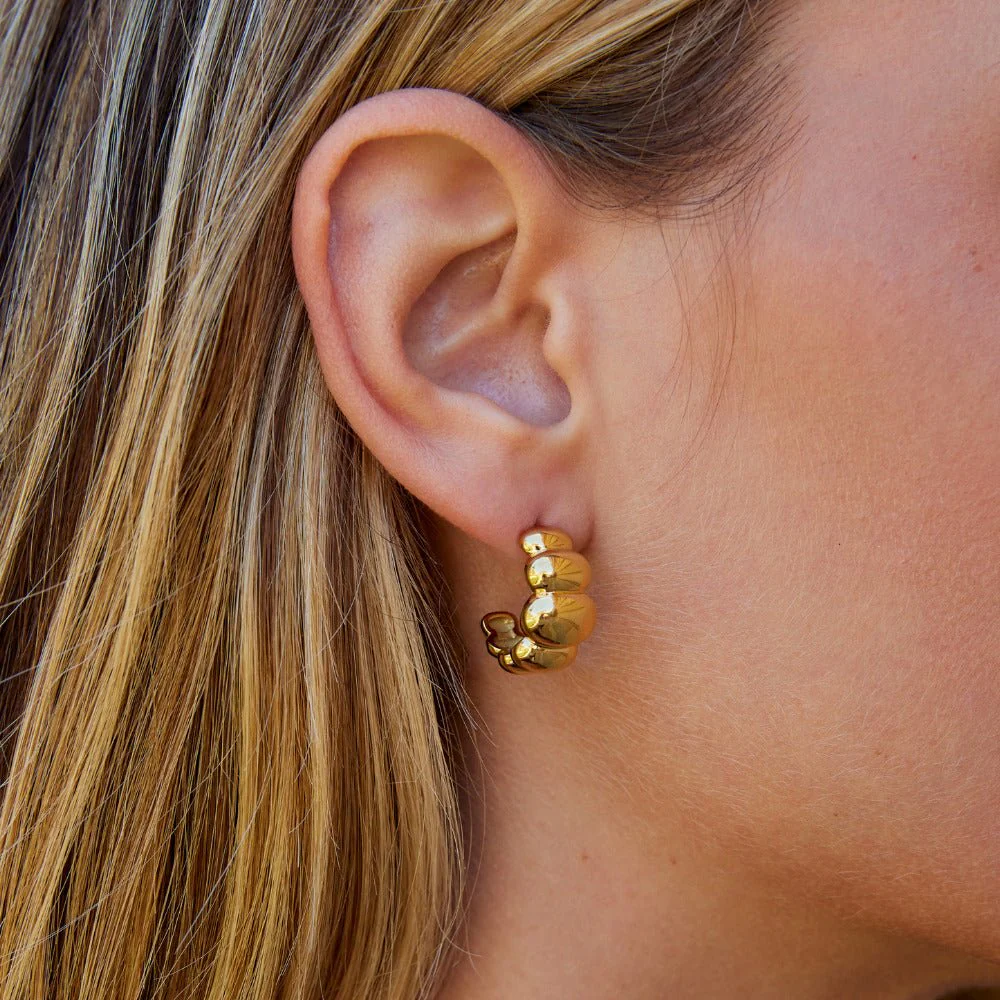 Rene Gold Puff Earrings - Image 2