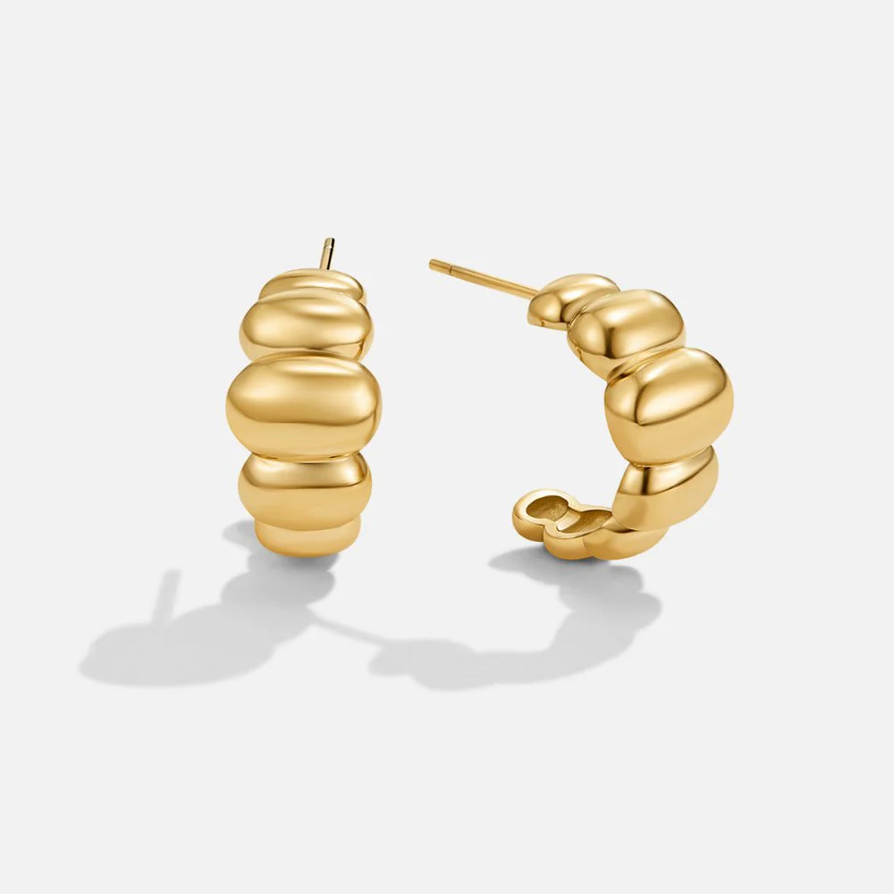 Rene Gold Puff Earrings - Image 3