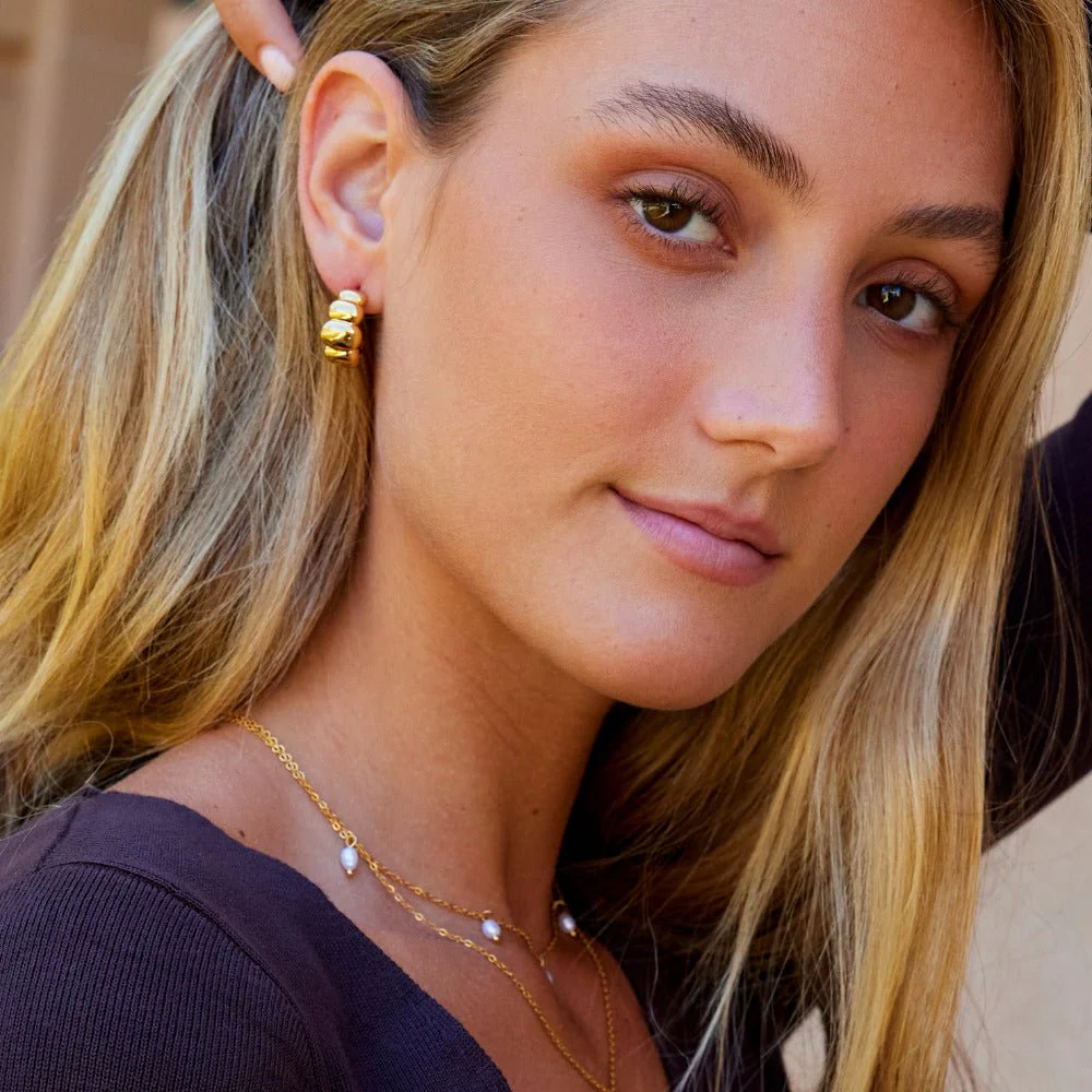 Rene Gold Puff Earrings - Image 4