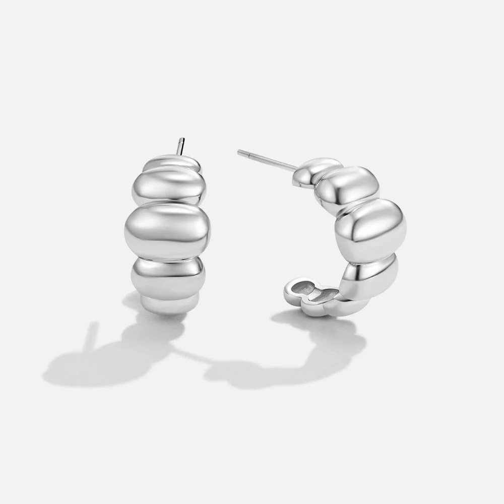 Rene Silver Puff Earrings - Image 3