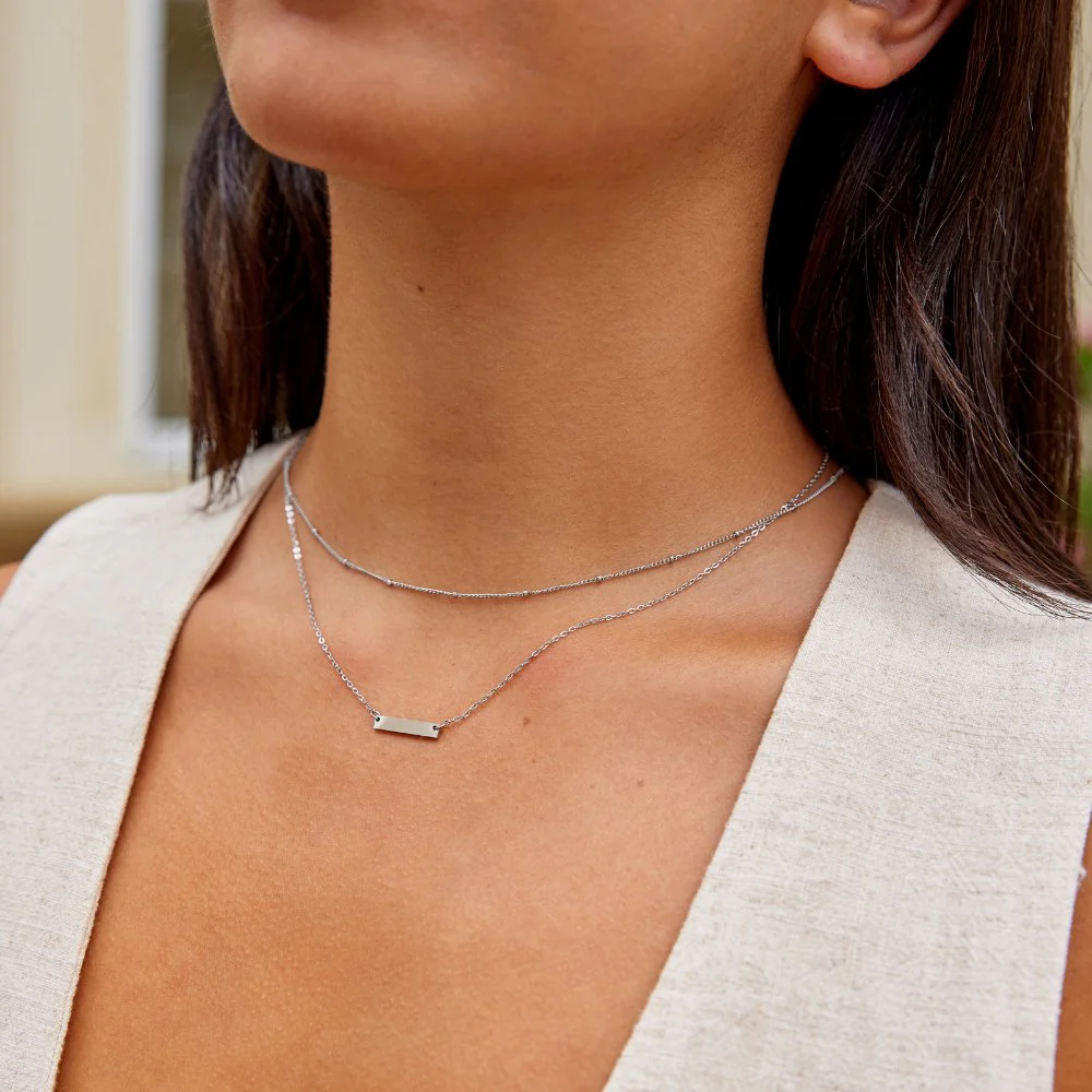 Rina Silver Bar Necklace - Image 2