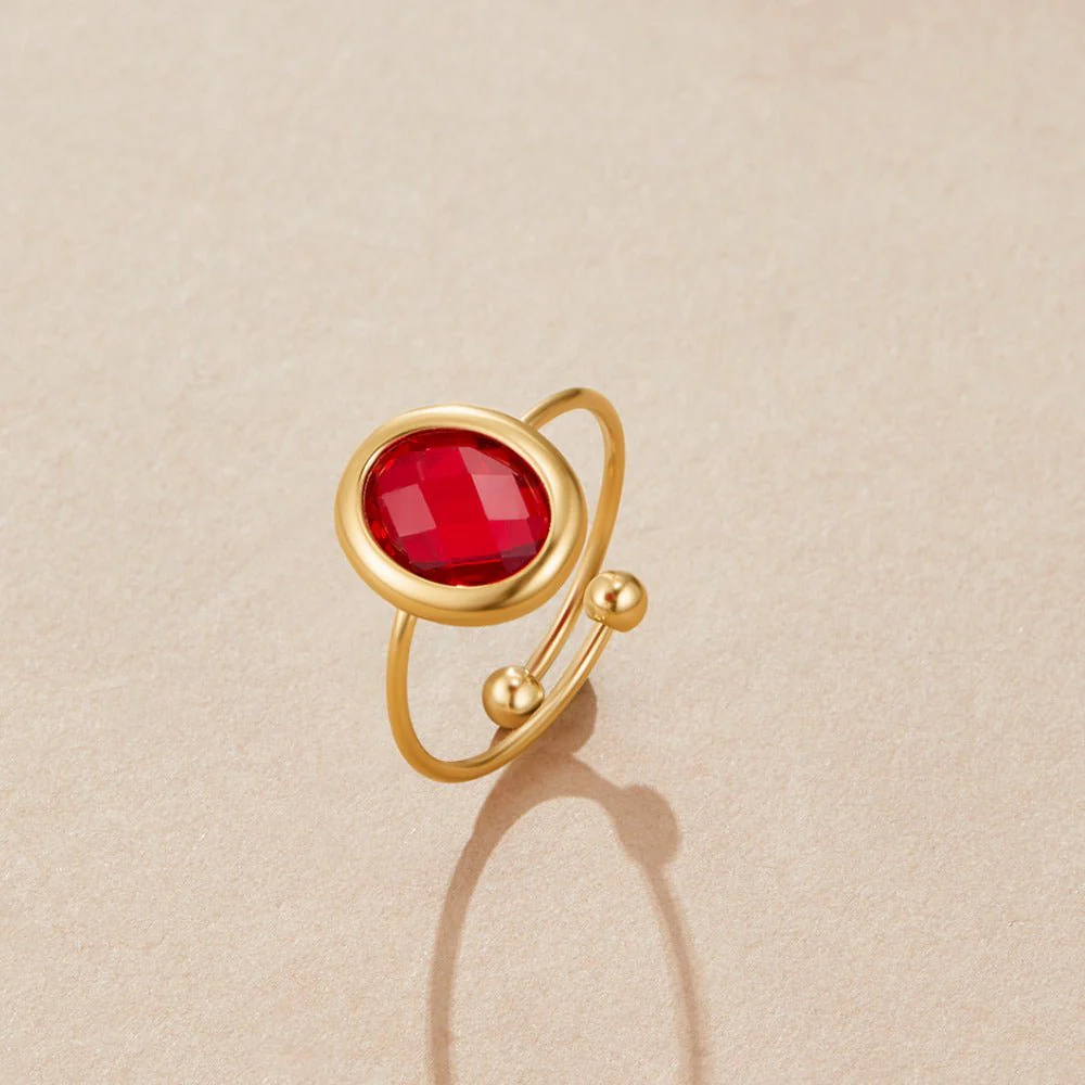 Ruby Crystal Gold Ring - Image 3