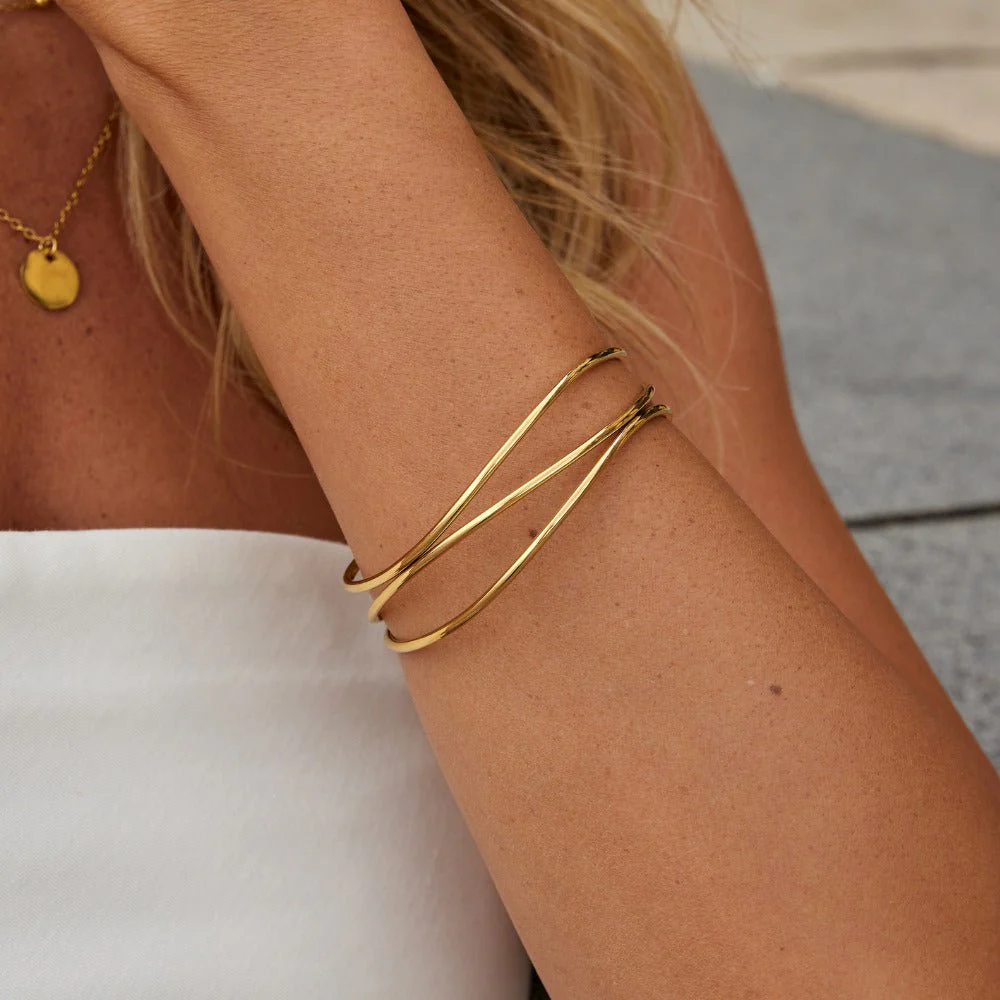 Sabrina Gold Layered Bangle - Image 2