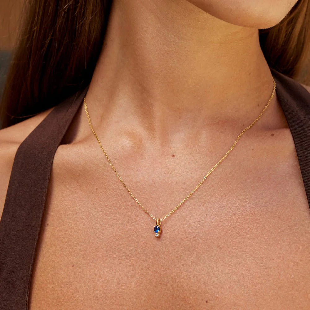 Sapphire Drop Pendant Necklace - Image 2